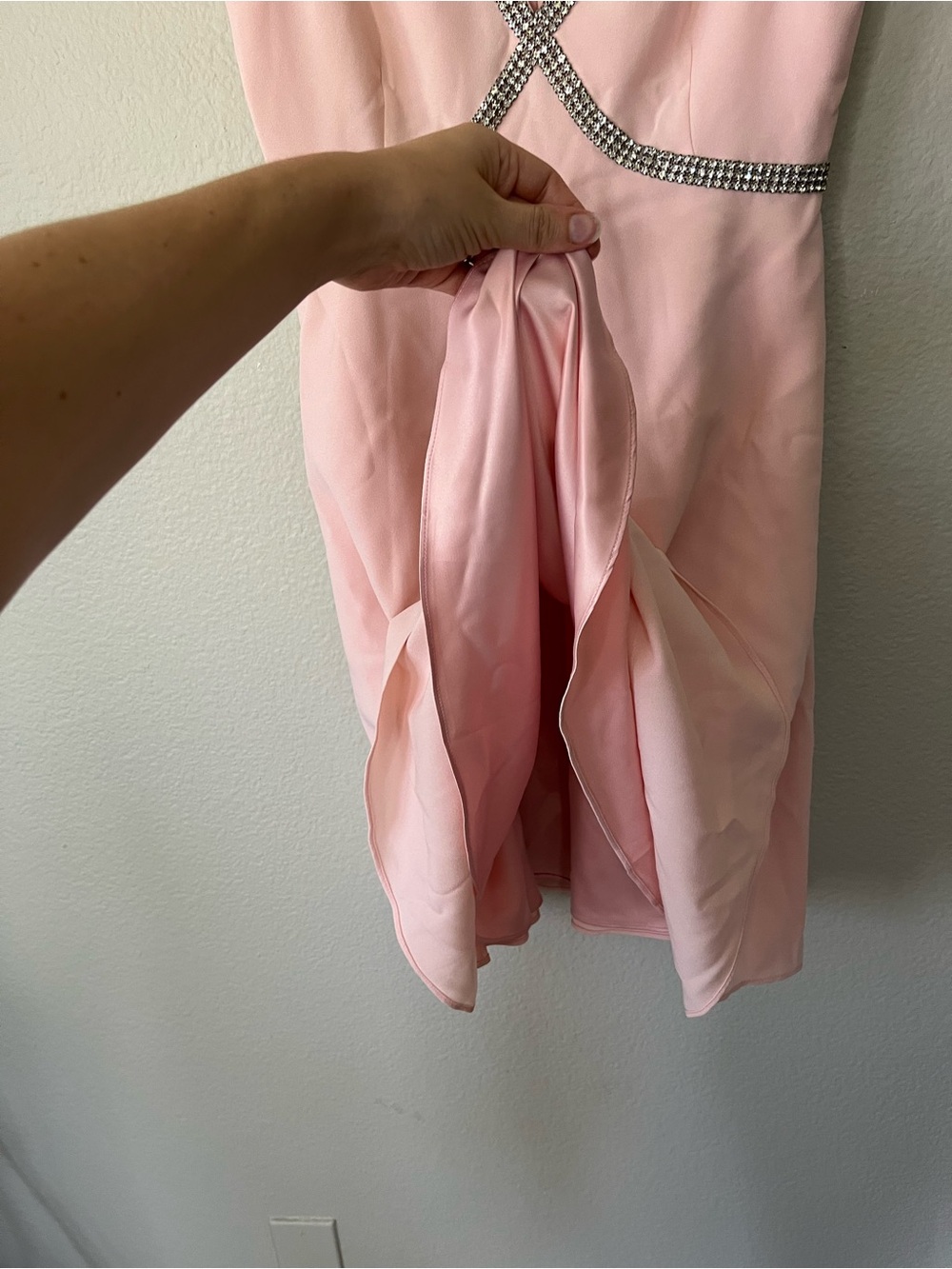 Ted Baker Light Pink Sleeveless Dress with Crystal Cross-Strap Women's Size 0/2 - Picture 5 of 14